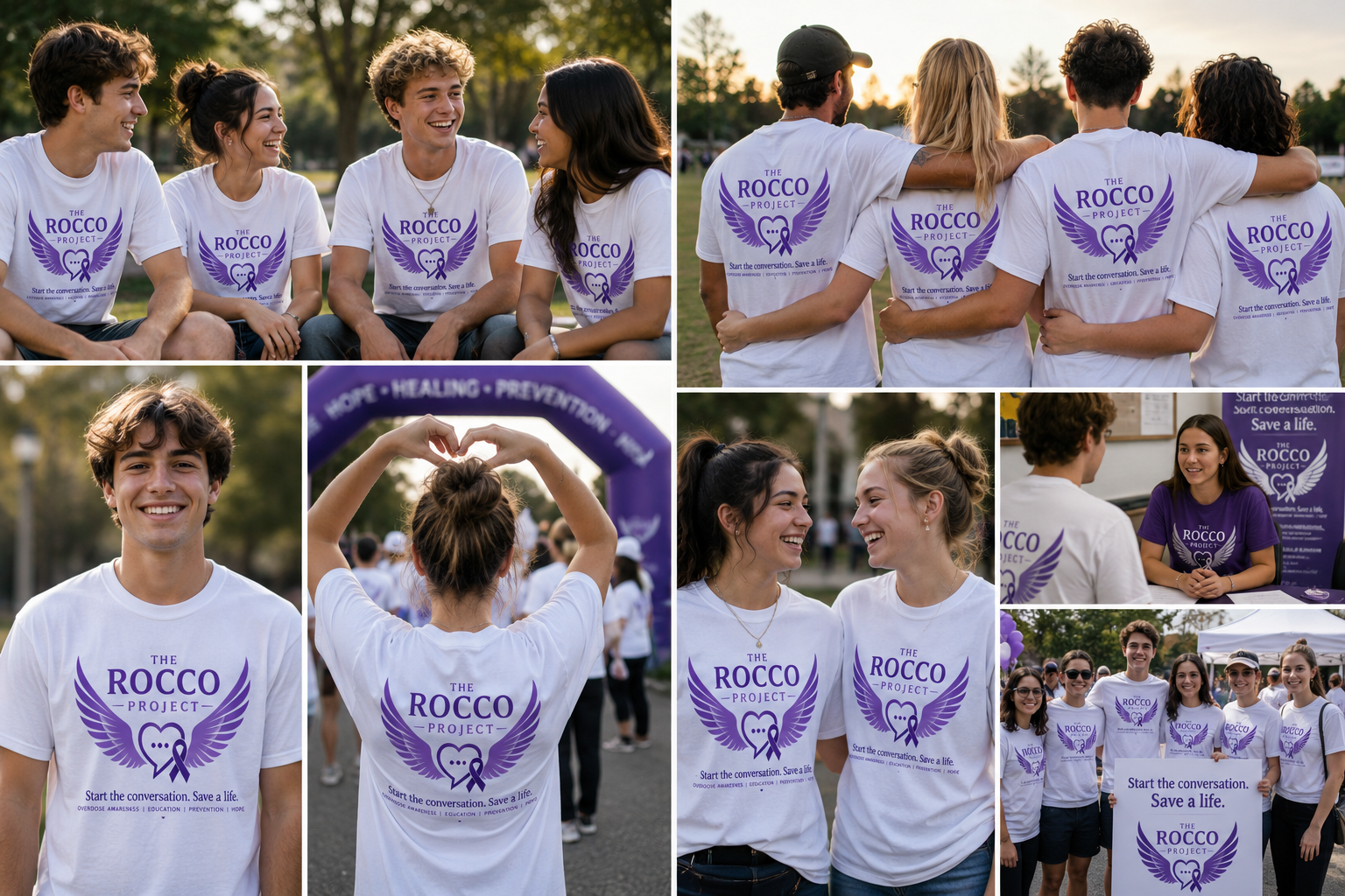 A group of walkers in purple Rocco Project shirts